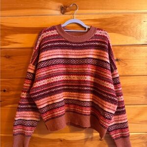 American Eagle Outfitters Striped Knit Sweater - Red and Orange